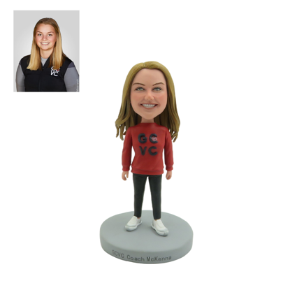 Picture of Custom Bobbleheads:  Girl Customized Name on Top | Personalized Bobbleheads for the Special Someone as a Unique Gift Idea｜Best Gift Idea for Birthday, Christmas, Thanksgiving etc.