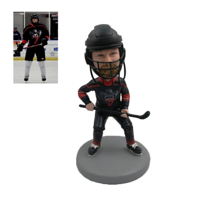 Picture of Custom Bobbleheads:  Hockey Player with Helmet | Personalized Bobbleheads for the Special Someone as a Unique Gift Idea｜Best Gift Idea for Birthday, Christmas, Thanksgiving etc.