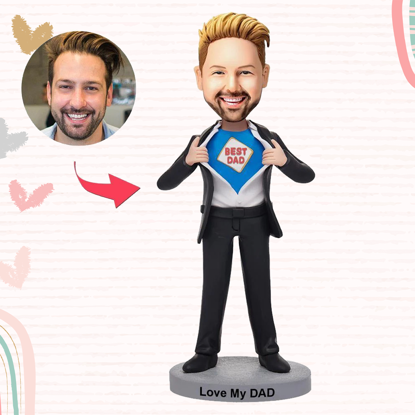 Picture of Custom Bobbleheads: Cool Superdad Best Dad | Personalized Bobbleheads for the Special Someone as a Unique Gift Idea｜Best Gift Idea for Birthday, Christmas, Thanksgiving etc.