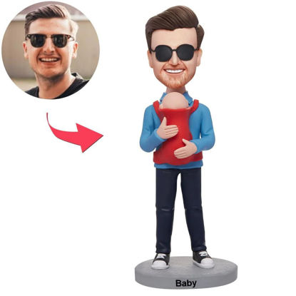 Picture of Custom Bobbleheads: Dad Holding Baby | Personalized Bobbleheads for the Special Someone as a Unique Gift Idea｜Best Gift Idea for Birthday, Christmas, Thanksgiving etc.