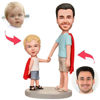 Picture of Custom Bobbleheads: Superman Dad And Son Bobbleheads | Personalized Bobbleheads for the Special Someone as a Unique Gift Idea｜Best Gift Idea for Birthday, Christmas, Thanksgiving etc.