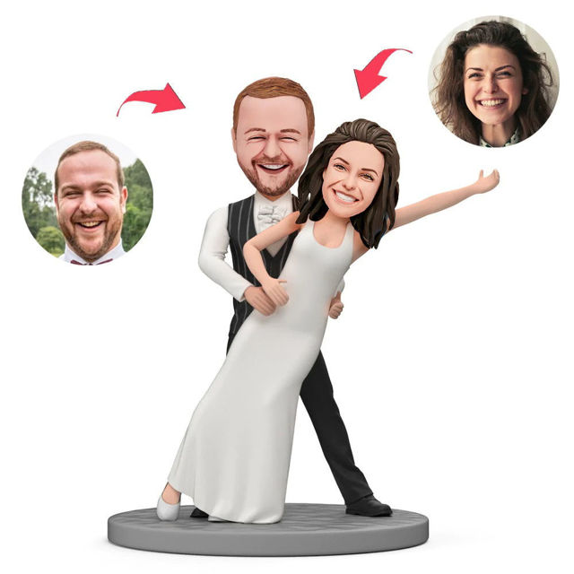 Picture of Custom Bobbleheads: Groom Holding Bride Dance | Personalized Bobbleheads for the Special Someone as a Unique Gift Idea｜Best Gift Idea for Birthday, Christmas, Thanksgiving etc.