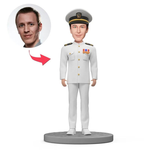 Picture of Custom Bobbleheads: Naval Officer in Uniform | Personalized Bobbleheads for the Special Someone as a Unique Gift Idea｜Best Gift Idea for Birthday, Christmas, Thanksgiving etc.