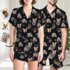 Picture of Custom Face Pajamas Full Set with Short Sleeves - Personalised Unisex Pajama Set for Couple