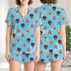 Picture of Custom Summer Face Pajama Full Set with Short Sleeves - Personalized Unisex Pajama Set - Birthday Gift