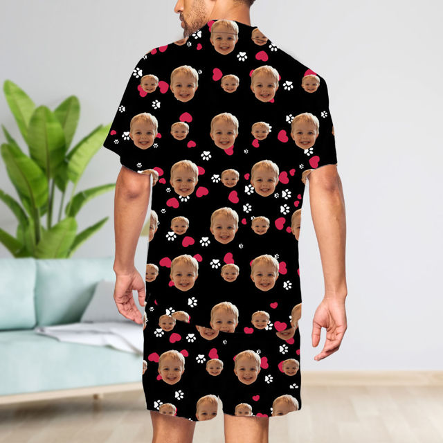 Picture of Custom Full Set Summer Pajamas with Short Sleeves - Personalised Face Pajama Set - Birthday Gift