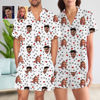 Picture of Custom Summer Pajamas Full Set with Face & Short Sleeves - Personalised Unisex Pajama Set