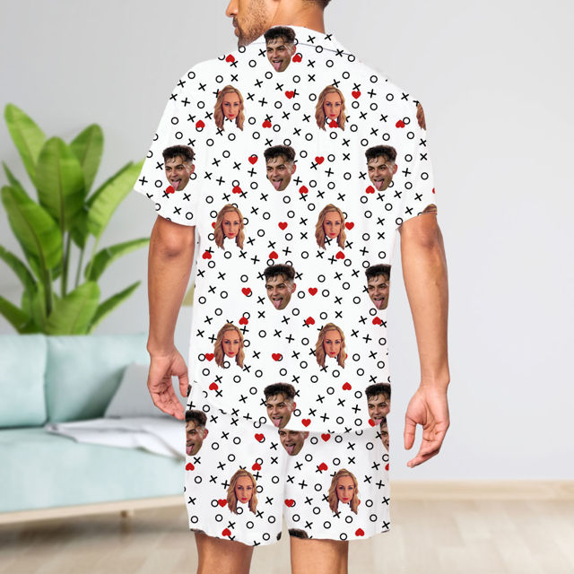 Picture of Custom Summer Pajamas Full Set with Face & Short Sleeves - Personalised Unisex Pajama Set
