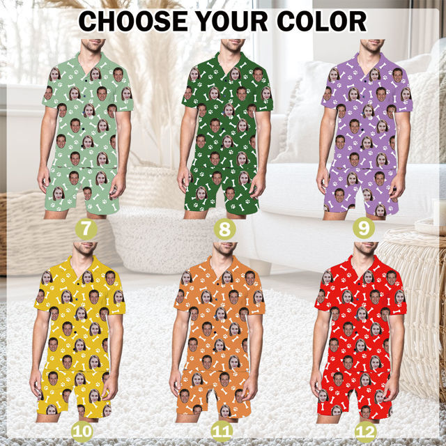 Picture of Custom Summer Pajamas Full Set with Face - Personalised Unisex Pajama Sets as Birthday Gift