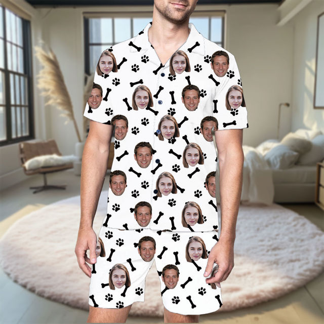 Picture of Custom Summer Pajamas Full Set with Face - Personalised Unisex Pajama Sets as Birthday Gift
