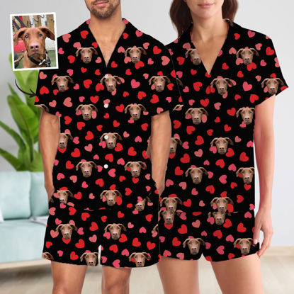 Picture of Custom Summer Pajamas Full Sets with Short Sleeves & Faces - Personalised Unisex Pajama Set as Gift