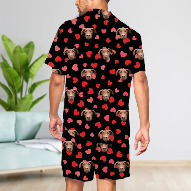 Picture of Custom Summer Pajamas Full Sets with Short Sleeves & Faces - Personalised Unisex Pajama Set as Gift