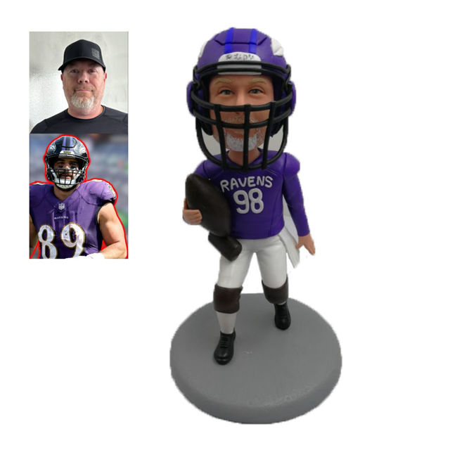 Afbeeldingen van Gepersonaliseerde bobbleheads: voetballer met helm | Gepersonaliseerde bobbleheads als uniek cadeau-idee voor die ene speciale persoon｜Het beste cadeau-idee voor een verjaardag, Kerstmis, Thanksgiving, etc.