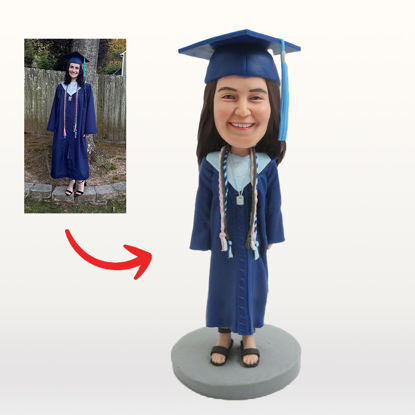 Picture of Custom Bobbleheads: Graduation Girl | Personalized Bobbleheads for the Special Someone as a Unique Gift Idea｜Best Gift Idea for Graduation  Season