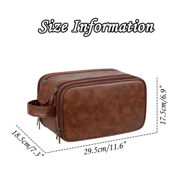 Picture of Custom Lasered Leather Toiletry Bag | Personalized Groomsmen Gifts | Travel Bag For Him