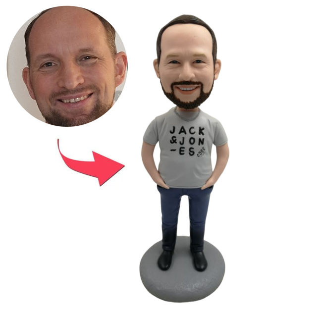 Afbeeldingen van Gepersonaliseerde bobbleheads: vrolijke, casual mannen | Gepersonaliseerde bobbleheads als uniek cadeau-idee voor die ene speciale persoon｜Het beste cadeau-idee voor verjaardagen, Kerstmis, Thanksgiving, etc.