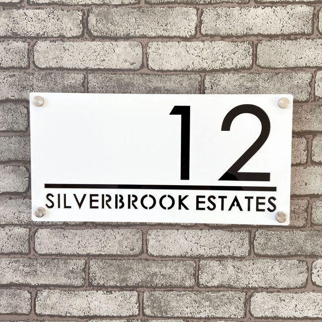 Picture of Custom House Sign with solar light - 3D Laser Acrylic Door Number Sign Plaque - Housewarming Gift