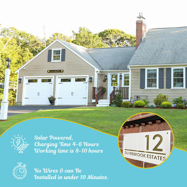 Picture of Custom House Sign with solar light - 3D Laser Acrylic Door Number Sign Plaque - Housewarming Gift