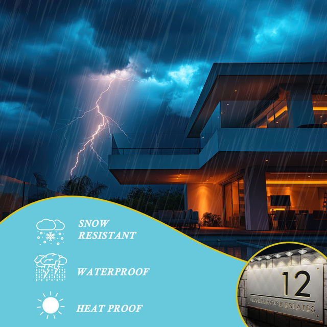Picture of Custom House Sign with solar light - 3D Laser Acrylic Door Number Sign Plaque - Housewarming Gift