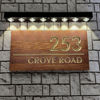 Picture of Custom Waterproof Wooden House Sign with Solar Light - Personalised Engraved Door Number Sign Plaque - Custom Door Sign