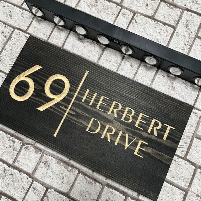 Picture of Custom Waterproof Wooden House Sign with Solar Light - Personalised Engraved Door Number Sign Plaque - Custom Door Sign