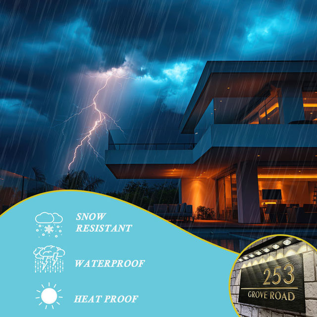 Picture of Custom Waterproof Wooden House Sign with Solar Light - Personalised Engraved Door Number Sign Plaque - Custom Door Sign