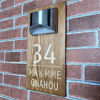 Picture of Custom Waterproof Wooden Solar Light House Sign - Personalised Engraved Door Number Sign Plaque - LED Lit Numbers