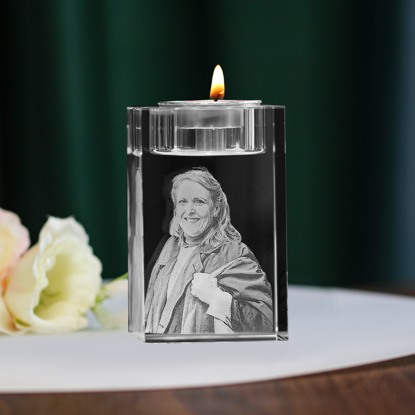 Picture of Custom Photo 3D Laser Crystal: Candlestick | Personalized 3D Photo Laser Crystal | Unique Gift for Birthday Wedding Christmas etc.