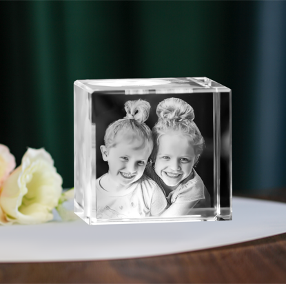 Picture of Custom Photo 3D Laser Crystal: Cube | Personalized 3D Photo Laser Crystal | Unique Gift for Birthday Wedding Christmas etc.