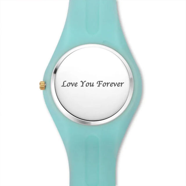 Picture of Personalized Unisex Silicone Engraved Photo Watch with Contrasting Colors - Unisex Engraved Photo Watch for Loved One