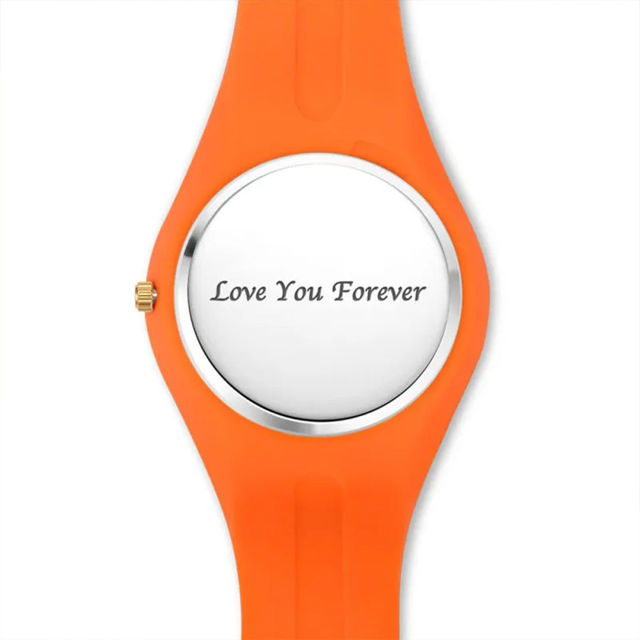 Picture of Personalized Unisex Silicone Engraved Photo Watch with Contrasting Colors - Unisex Engraved Photo Watch for Loved One