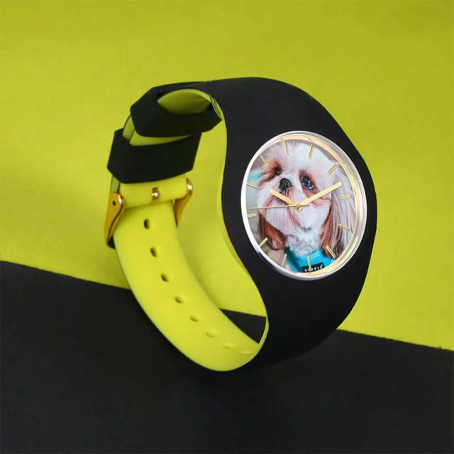 Picture of Personalized Unisex Silicone Engraved Photo Watch with Contrasting Colors - Unisex Engraved Photo Watch for Loved One