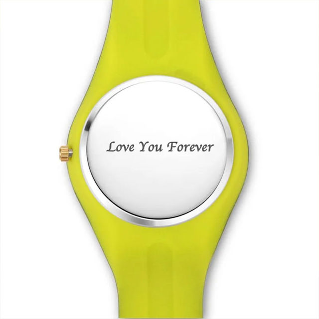 Picture of Personalized Unisex Silicone Engraved Photo Watch with Contrasting Colors - Unisex Engraved Photo Watch for Loved One