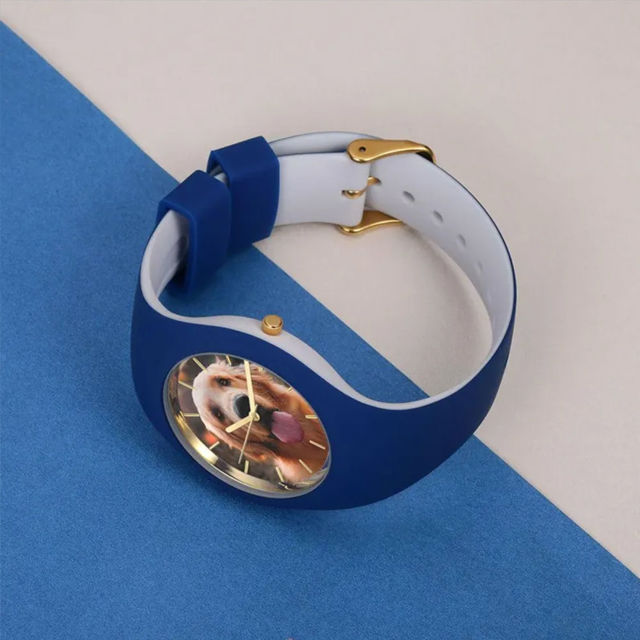 Picture of Personalized Unisex Silicone Engraved Photo Watch with Contrasting Colors - Unisex Engraved Photo Watch for Loved One