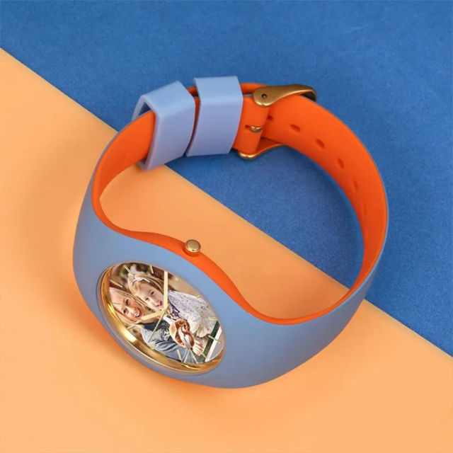 Picture of Personalized Unisex Silicone Engraved Photo Watch with Contrasting Colors - Unisex Engraved Photo Watch for Loved One
