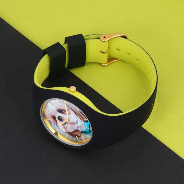 Picture of Personalized Unisex Silicone Engraved Photo Watch with Contrasting Colors - Unisex Engraved Photo Watch for Loved One