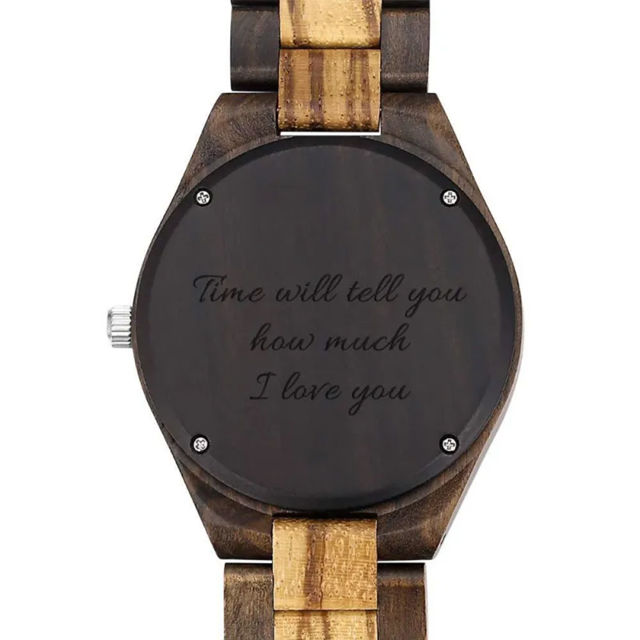 Picture of Personalized Engraved Wood Photo Watch - Gift for Him - Birthday Gift