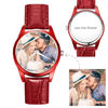 Picture of Personalized Engraved Red Couple Watch with Photo - Best Gift for Valentine's Day or Anniversary