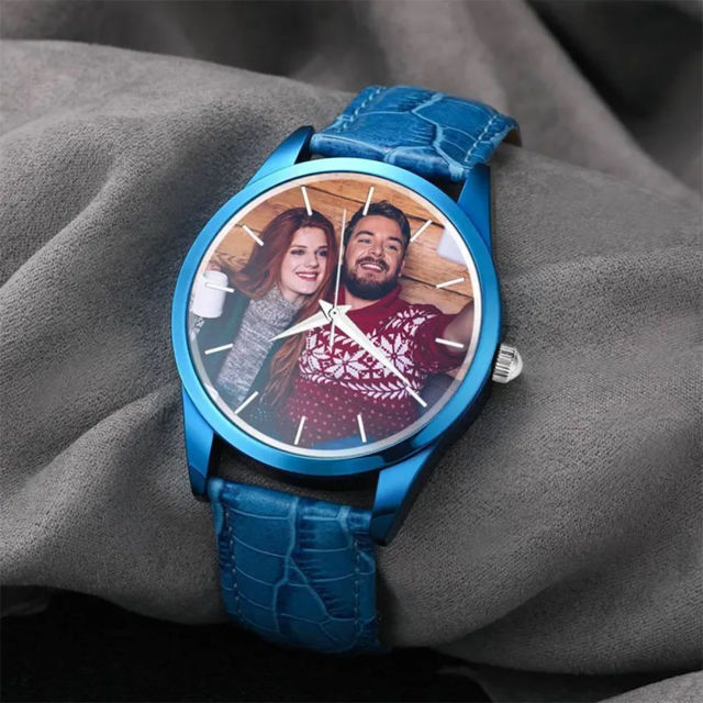 Picture of Personalized Engraved Red Couple Watch with Photo - Best Gift for Valentine's Day or Anniversary