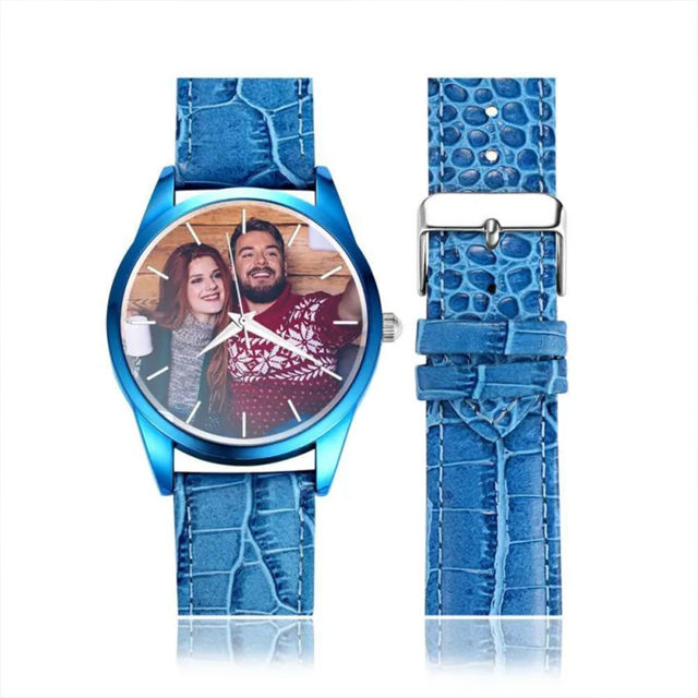 Picture of Personalized Engraved Red Couple Watch with Photo - Best Gift for Valentine's Day or Anniversary