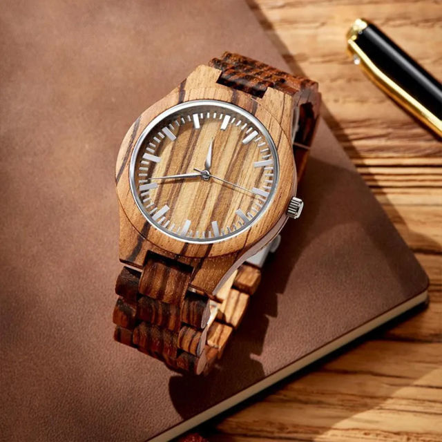 Picture of Personalized Engraved Bamboo Wood Photo Watch - Personalised Photo Watch