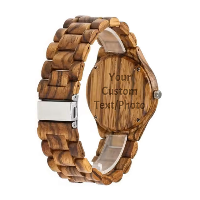 Picture of Personalized Engraved Bamboo Wood Photo Watch - Personalised Photo Watch