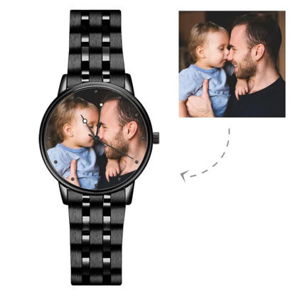 Picture of Personalized Engraved Black Photo Watch - Gift for Birthday, Father's day