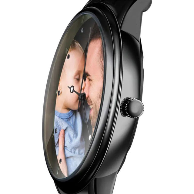 Picture of Personalized Engraved Black Photo Watch - Gift for Birthday, Father's day