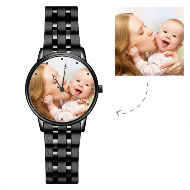 Picture of Personalized Engraved Black Photo Watch - Gift for Birthday, Father's day