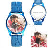 Picture of Personalized Engraved Blue Couple Watch with Photo - Best Gift for Valentine's Day or Anniversary
