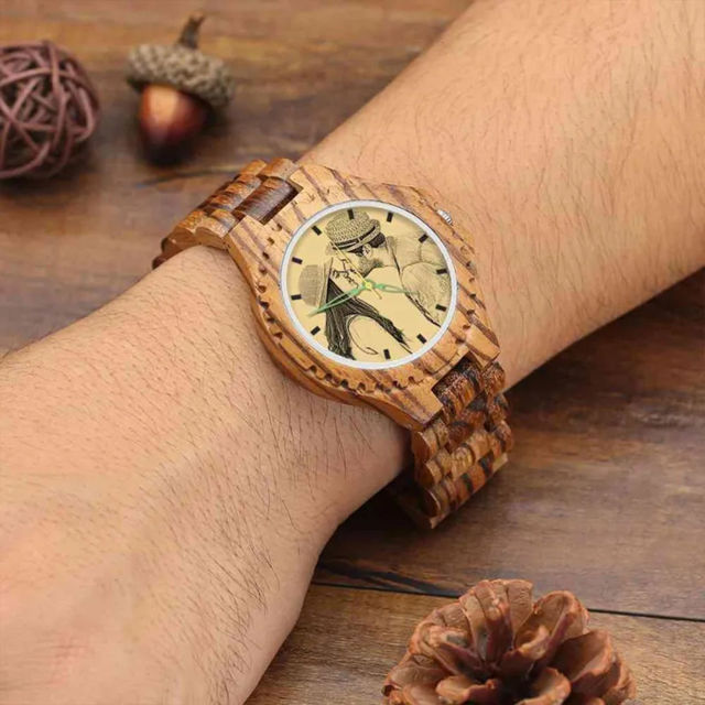 Picture of Personalized Watch - Personalized Engraved Wood Photo Watch - Gift for Him
