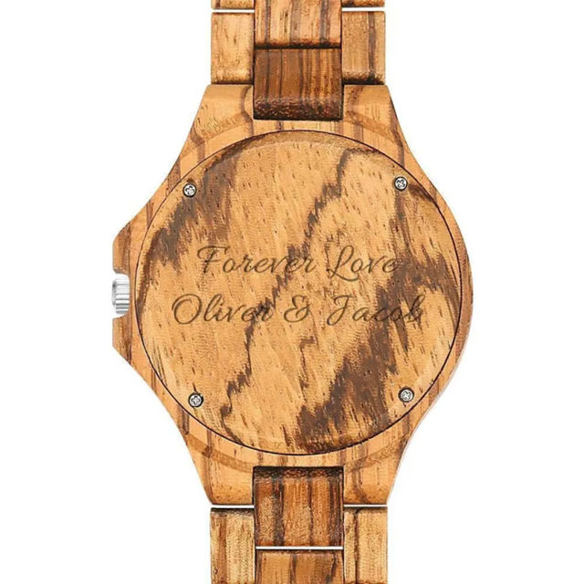 Picture of Personalized Watch - Personalized Engraved Wood Photo Watch - Gift for Him