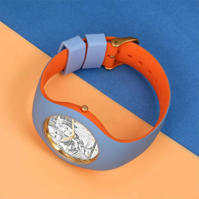 Picture of Personalized Watches - Unisex Silicone Engraved Photo Watch with Contrasting Colors - Unisex Engraved Sketch Watch for Loved One