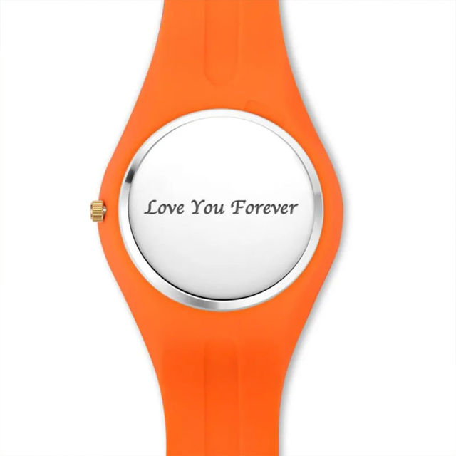 Picture of Personalized Watches - Unisex Silicone Engraved Photo Watch with Contrasting Colors - Unisex Engraved Sketch Watch for Loved One